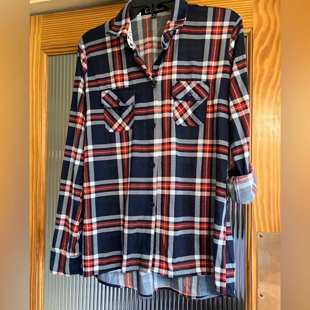 G Collection plaid button down shirt